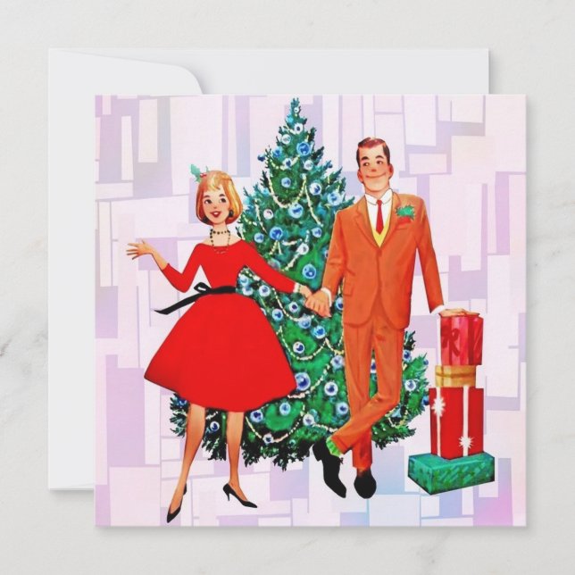 Cartes Pour Fêtes Annuelles Vintage Noël Marié Couple (Devant)