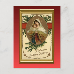 Cartes Pour Fêtes Annuelles Vintage Noël, Marie et bébé Jésus