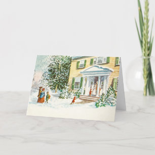 Cartes Pour Fêtes Annuelles Vintage Noël Neige d'hiver Retour Maison