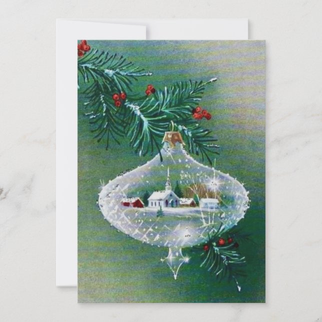 Cartes Pour Fêtes Annuelles Vintage Noël Ornament Scène d'hiver (Devant)