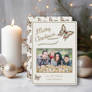 Cartes Pour Fêtes Annuelles Vintage Noël Papillon de famille Photo