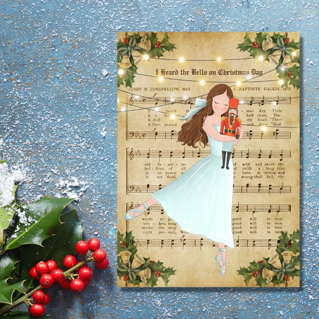 Cartes Pour Fêtes Annuelles Vintage Noël Partition Musique et Ballerina (Créateur téléchargé)