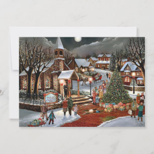 Cartes Pour Fêtes Annuelles Vintage Noël paysage enneigé