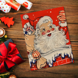 Cartes Pour Fêtes Annuelles Vintage Noël Père Noël agitant