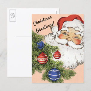 Cartes Pour Fêtes Annuelles Vintage Noël Père Noël avec Arbre