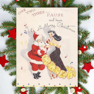 Cartes Pour Fêtes Annuelles Vintage Noël Père Noël Danse Avec Fille
