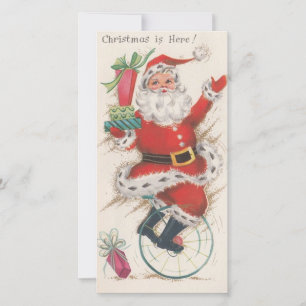 Cartes Pour Fêtes Annuelles Vintage Noël Père Noël équitation monocycle