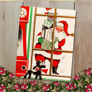 Cartes Pour Fêtes Annuelles Vintage Noël Père Noël Et Chien