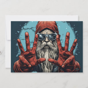Cartes Pour Fêtes Annuelles Vintage Noël Père Noël Heavy Metal Rock and Roll
