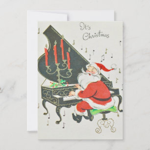 Cartes Pour Fêtes Annuelles Vintage Noël Père Noël Jouer Piano