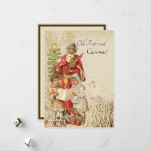 Cartes Pour Fêtes Annuelles Vintage Noël Père Noël Jouer Violon Arbre Enfants