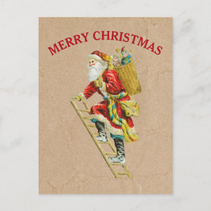 Cartes Pour Fêtes Annuelles Vintage Noël Père Noël Kraft Papier Brown