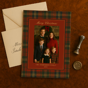 Cartes Pour Fêtes Annuelles Vintage Noël Plaid Heirloom intemporel photo