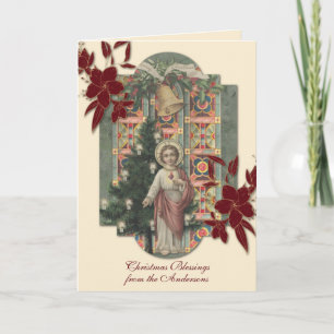 Cartes Pour Fêtes Annuelles Vintage Noël religieux Jésus Rosaire