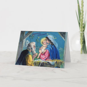 Cartes Pour Fêtes Annuelles Vintage Noël Salutations Christian Nativité
