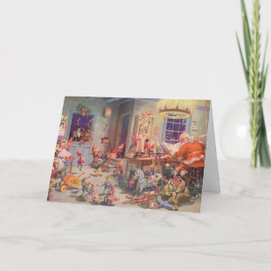 Cartes Pour Fêtes Annuelles Vintage Noël, Santa Claus avec Elves Atelier