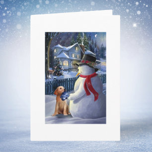 Cartes Pour Fêtes Annuelles Vintage Noël Snowman Et Chien