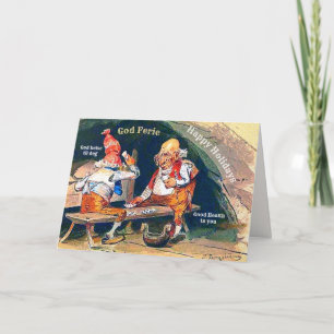 Cartes Pour Fêtes Annuelles Vintage norvégienne Nisse Tomte Tonttu en jeu