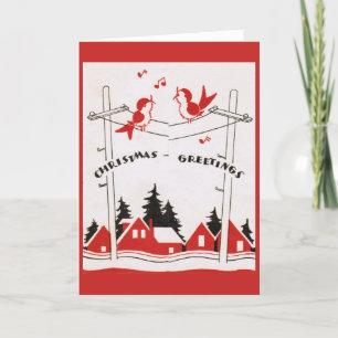 Cartes Pour Fêtes Annuelles Vintage - Oiseaux chanter les voeux de Noël,
