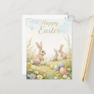Cartes Pour Fêtes Annuelles Vintage Pastel Bunny Pâques Printemps