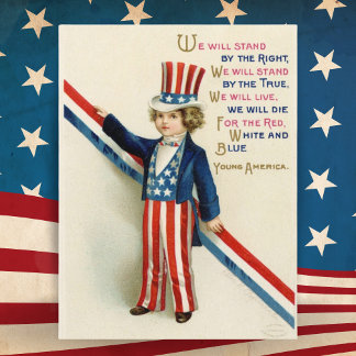 Cartes Pour Fêtes Annuelles Vintage Patriotique Young Uncle Sam 4 juillet