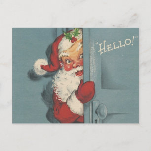 Cartes Pour Fêtes Annuelles Vintage Père Noël Peeking