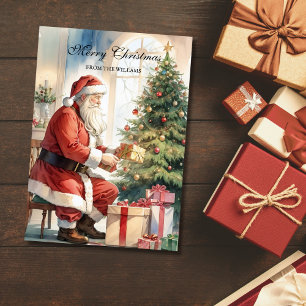 Cartes Pour Fêtes Annuelles Vintage Père Noël & Xmas Tree Personnalisé