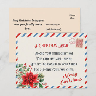 Cartes Pour Fêtes Annuelles Vintage personnalisé Un souhait de Noël