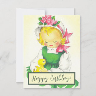 Cartes Pour Fêtes Annuelles Vintage petite fille Retro mignonne
