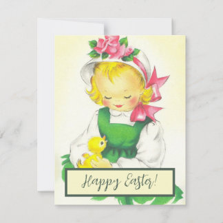 Cartes Pour Fêtes Annuelles Vintage petite fille Retro mignonne