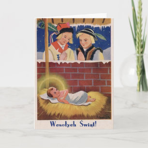 Cartes Pour Fêtes Annuelles Vintage Polish Wesołyeh Świąt Christmas Retro Art