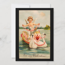Vintage pour ma Saint-Valentin Chérubin et cygnes