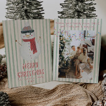 Vintage Quirky Main Tirée Snowman Noël Amusant