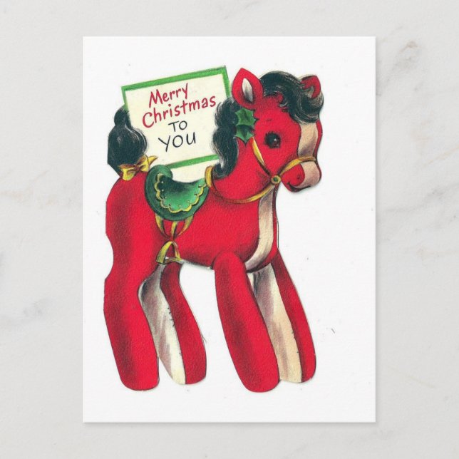 Cartes Pour Fêtes Annuelles Vintage Red Christmas Pony (Devant)