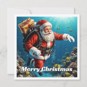 Cartes Pour Fêtes Annuelles Vintage Red Diver drôle Joyeux Noël non photo
