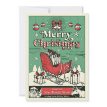 Vintage Red Sleigh Noël Personnalisé Nom Salutatio