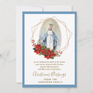 Cartes Pour Fêtes Annuelles Vintage religieuse Noël Vierge Marie Floral