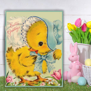 Cartes Pour Fêtes Annuelles Vintage Retro Baby Chick Salutations de Pâques