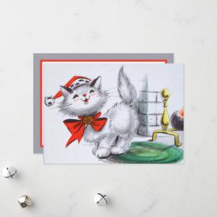 Cartes Pour Fêtes Annuelles vintage retro chat de Noël ajouter un sentiment