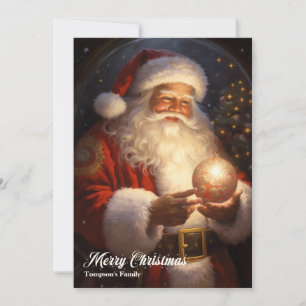 Cartes Pour Fêtes Annuelles Vintage rétro classique Santa Claus avec un globe 