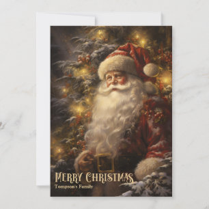 Cartes Pour Fêtes Annuelles Vintage rétro classique Santa Claus dans la forêt