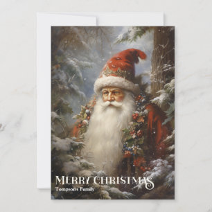 Cartes Pour Fêtes Annuelles Vintage rétro classique Santa Claus dans la forêt