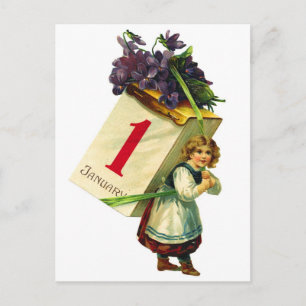 Cartes Pour Fêtes Annuelles Vintage Retro Femmes heureux Nouvel An Fille