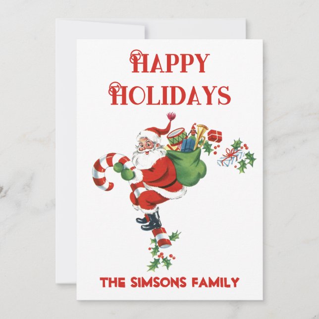 Cartes Pour Fêtes Annuelles Vintage Retro Jolly Père Noël Joyeux Noël (Devant)