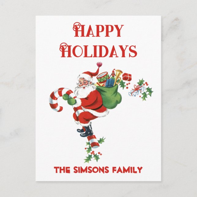 Cartes Pour Fêtes Annuelles Vintage Retro Jolly Père Noël Joyeux Noël (Devant)