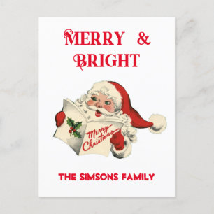 Cartes Pour Fêtes Annuelles Vintage Retro Jolly Père Noël Joyeux Noël