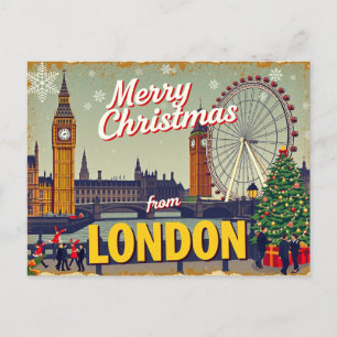 Cartes Pour Fêtes Annuelles Vintage Retro Joyeux Noël de Londres