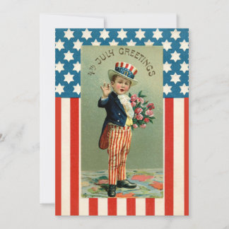 Cartes Pour Fêtes Annuelles Vintage Retro Juillet 4 USA Young Uncle Sam
