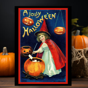 Cartes Pour Fêtes Annuelles Vintage Retro Little Jolly Halloween sorcière pers