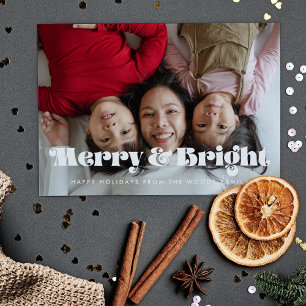Cartes Pour Fêtes Annuelles Vintage Retro Merry et Bright Christmas Photo